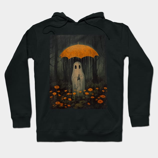 Vintage Floral Ghost Halloween Ghost In The Forest Gothic Hoodie by dalioperm